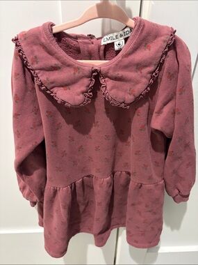 Emile et Ida Rosewood Pink Floral Peter Collar Dress